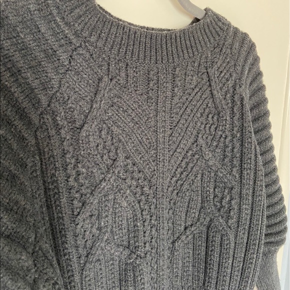 EUC Charcoal grey cable knit merino wool sweater - Picture 3 of 6